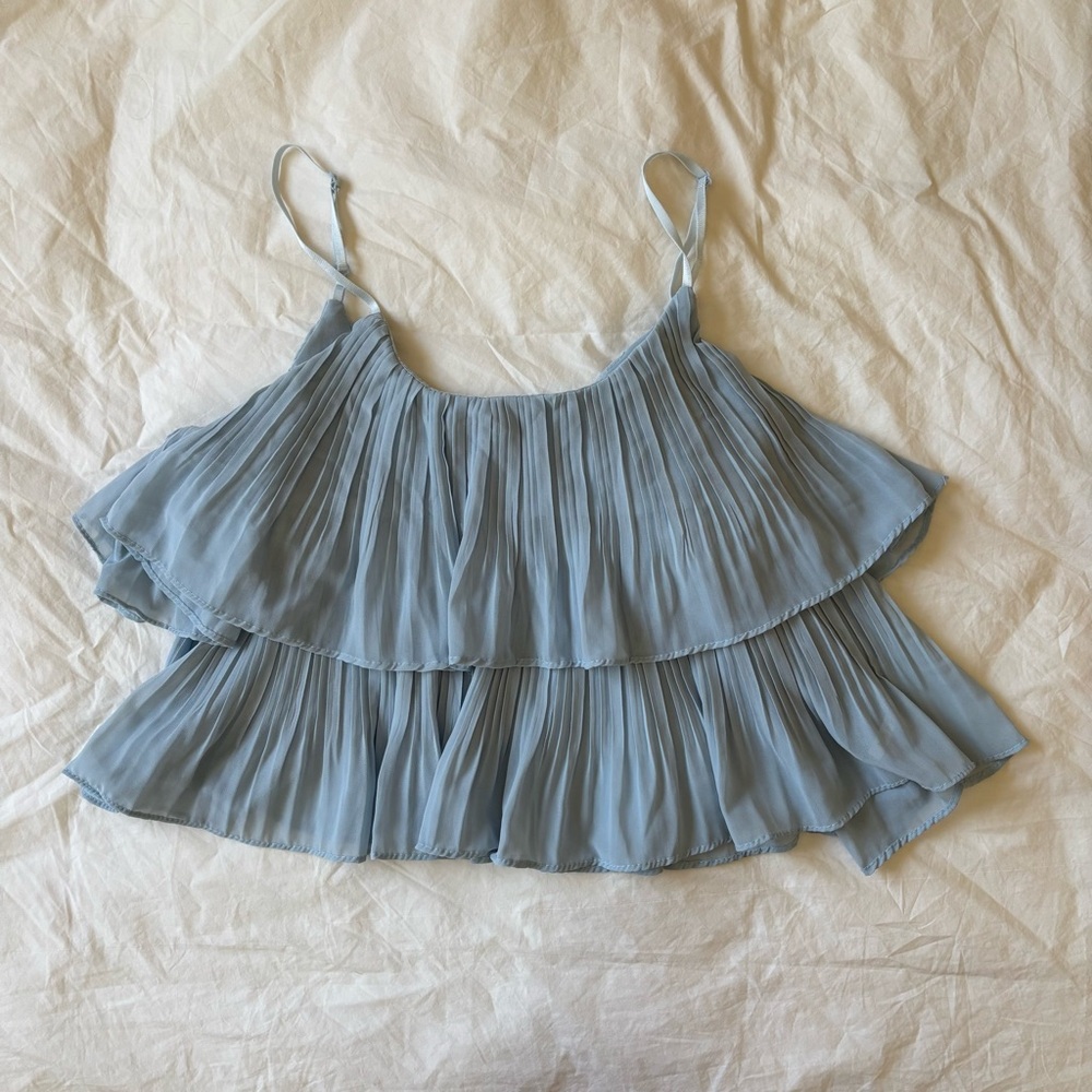Blue pleated tank top